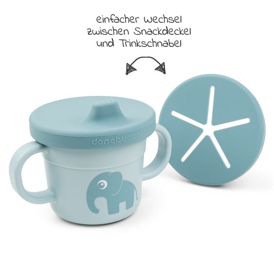 Done by Deer 2in1 Schnabeltasse & Snackbecher Foodie - Elphee - Blau