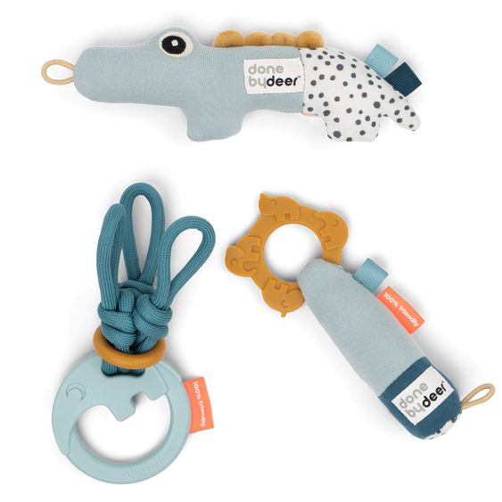 Done by Deer 3-piece Activity Toy Set / Gift Set - Deer Friends - Blue
