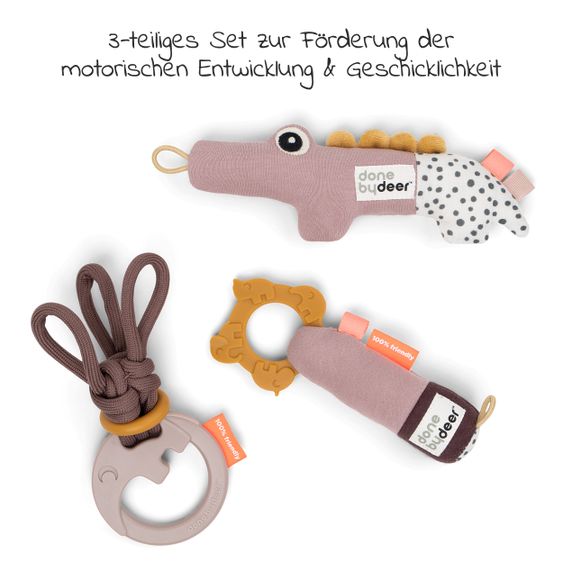 Done by Deer 3-tlg. Activity-Spielzeug-Set / Geschenkset - Deer Friends - Rosa