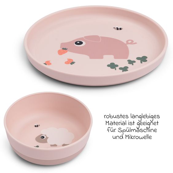 Done by Deer 3-piece learning to eat set Foodie - Tiny Farm - Powder