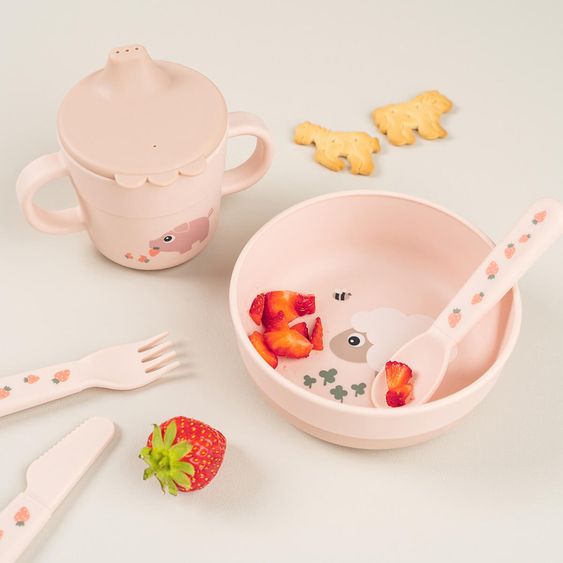 Done by Deer 3-piece learning to eat set Foodie - Tiny Farm - Powder