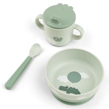 3-piece tableware set - Happy Clouds - Green