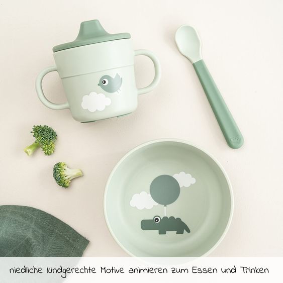 Done by Deer 3-tlg. Geschirr-Set Foodie - Happy Clouds - Grün