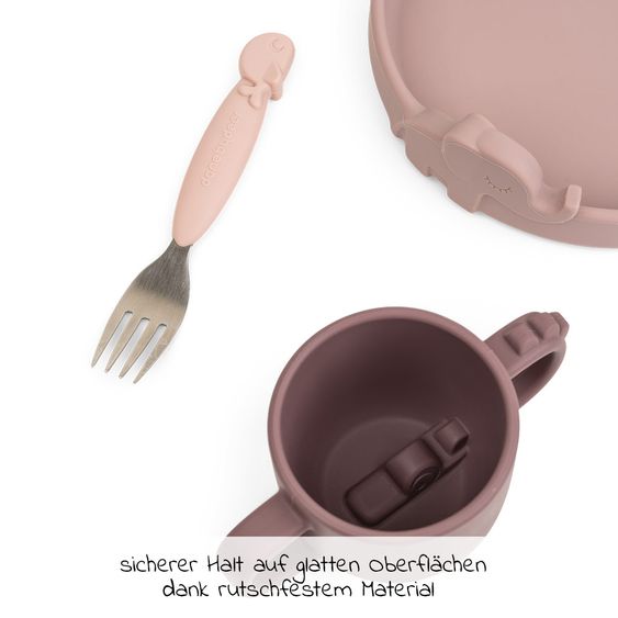 Done by Deer 3 pcs Silicone Eating & Drinking Set - Pekaboo - Deer Friends - Pink