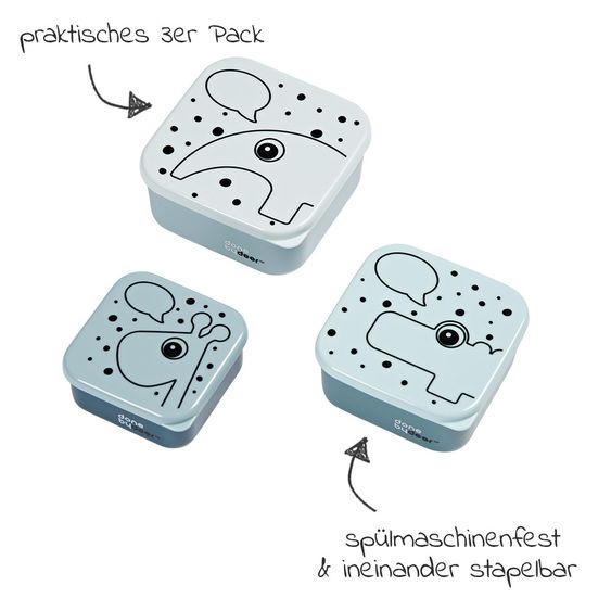 Done by Deer 3-tlg. Snackboxen-Set - Deer Friends - Blau