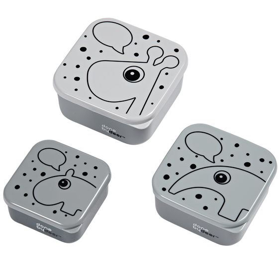 Done by Deer 3 pcs Snack Box Set - Deer Friends - Grey