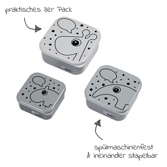 Done by Deer 3 pcs Snack Box Set - Deer Friends - Grey