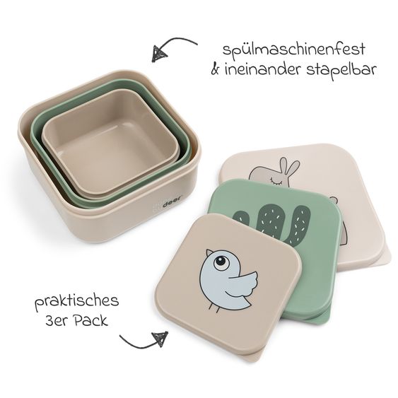 Done by Deer 3-piece snack box set - Lalee - Sand / Green