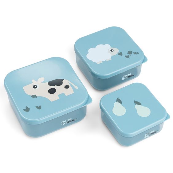 Done by Deer 3-piece snack box set - Tiny Farm - Blue