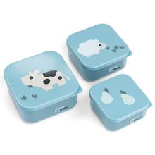 3-tlg. Snackboxen-Set - Tiny Farm - Blau