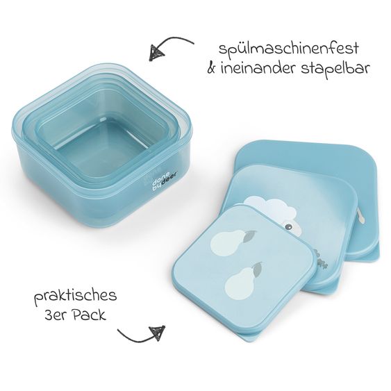 Done by Deer 3-piece snack box set - Tiny Farm - Blue