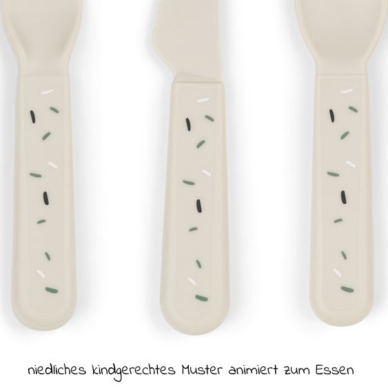 Done by Deer 3-piece cutlery set - Happy Dots - Sand