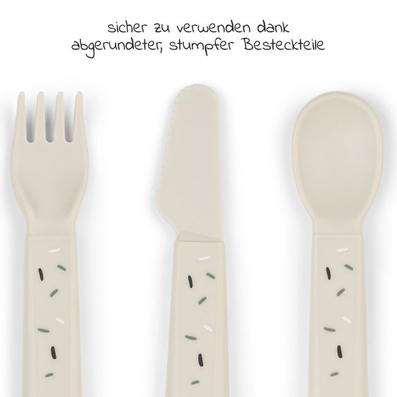 Done by Deer 3-piece cutlery set - Happy Dots - Sand