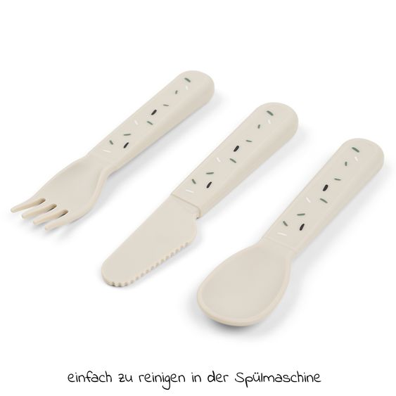 Done by Deer 3-piece cutlery set - Happy Dots - Sand