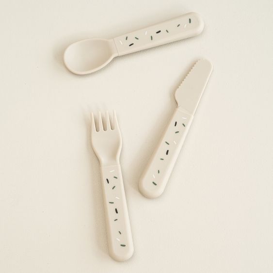 Done by Deer 3-piece cutlery set - Happy Dots - Sand