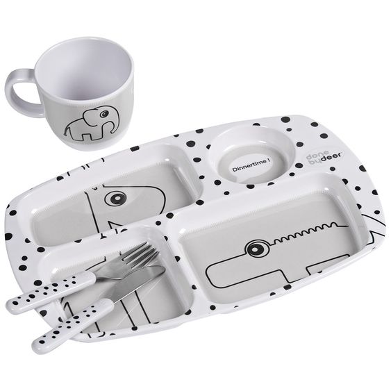 Done by Deer 4pcs Eat & Drink Dinnerware Set - Happy Dots - Grey