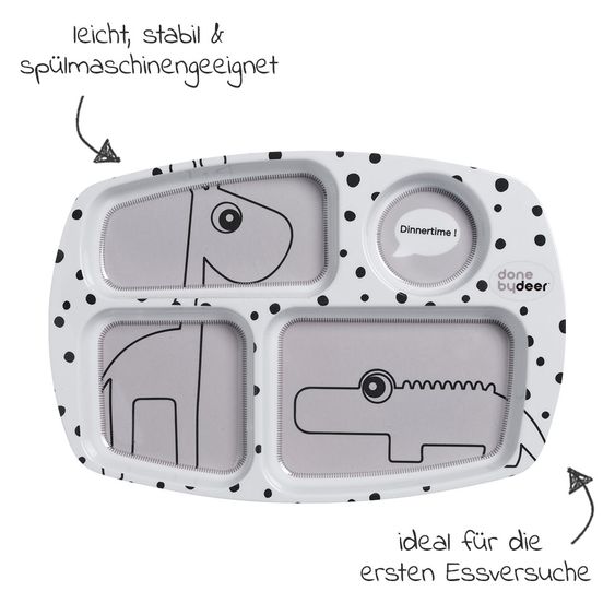 Done by Deer 4-tlg. Ess- & Trinklern-Geschirr-Set - Happy Dots - Grau