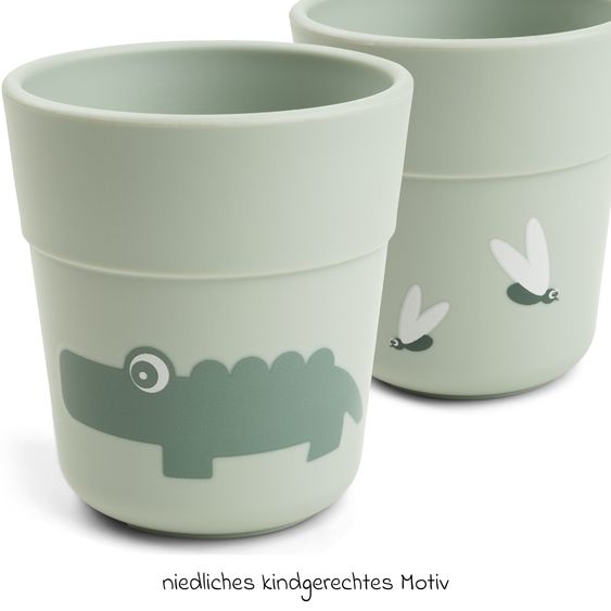 Done by Deer Set 5 pezzi per imparare a mangiare Foodie - Croco - Verde