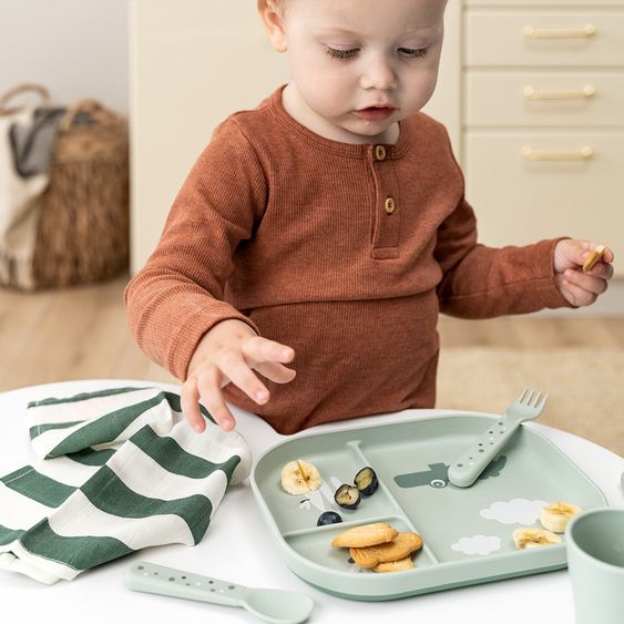 Done by Deer 5-piece learning to eat set Foodie - Croco - Green