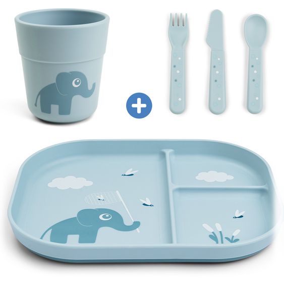 Done by Deer Set 5 pezzi per imparare a mangiare Foodie - Elphee - Blu