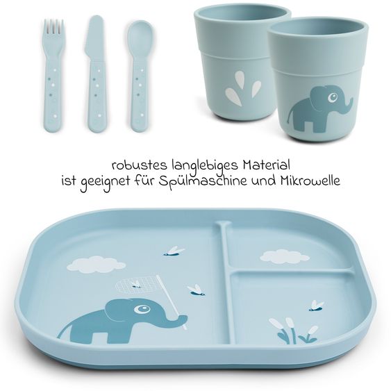 Done by Deer 5-tlg. Esslern-Set Foodie - Elphee - Blau