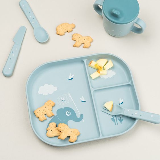 Done by Deer Set 5 pezzi per imparare a mangiare Foodie - Elphee - Blu