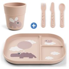 5-piece learn to eat set Foodie - Happy Clouds - Powder