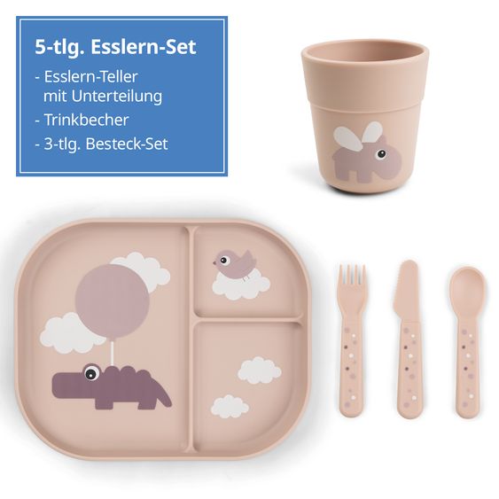 Done by Deer 5-piece learn to eat set Foodie - Happy Clouds - Powder