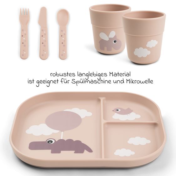 Done by Deer 5-piece learn to eat set Foodie - Happy Clouds - Powder