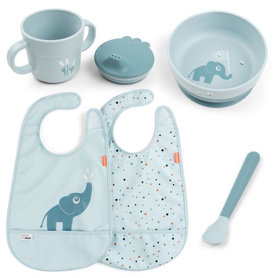 Done by Deer 5-piece crockery set Foodie - Elphee - Blue