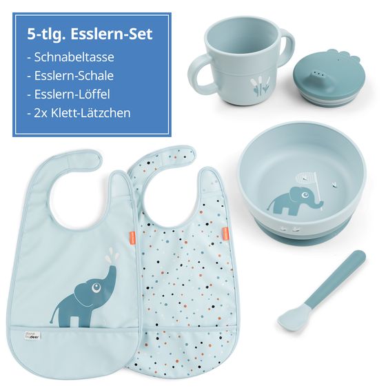 Done by Deer 5-piece crockery set Foodie - Elphee - Blue