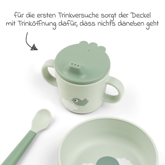 Done by Deer 5-piece crockery set Foodie - Happy Clouds - Green