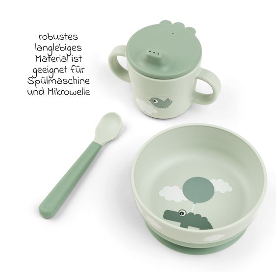 Done by Deer 5-piece crockery set Foodie - Happy Clouds - Green