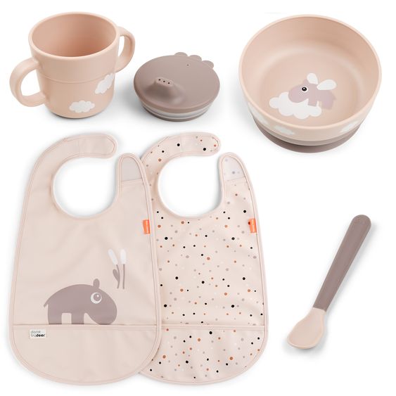 Done by Deer 5-piece tableware set Foodie - Happy Clouds - Powder