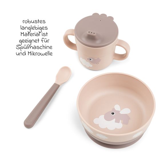 Done by Deer 5-piece tableware set Foodie - Happy Clouds - Powder