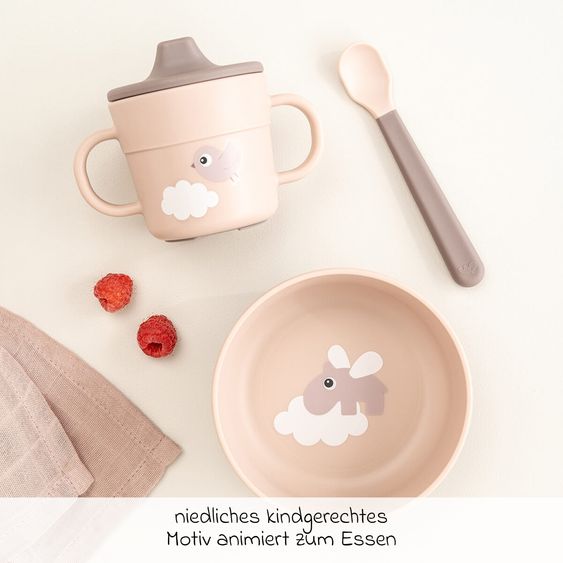 Done by Deer 5-piece tableware set Foodie - Happy Clouds - Powder