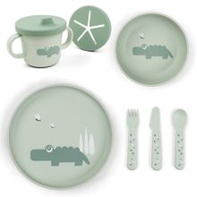 6-piece learning to eat set Foodie - Croco - Green