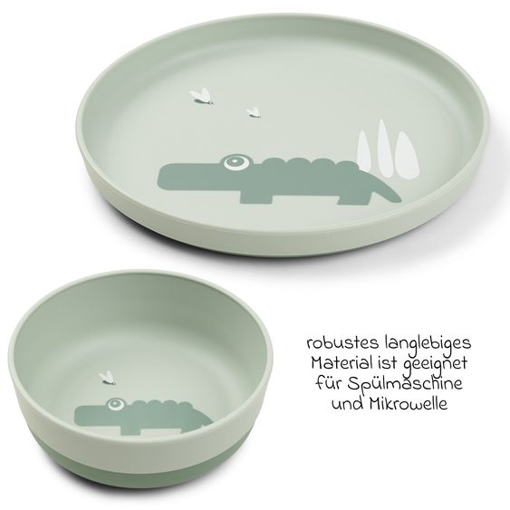 Done by Deer 6-piece learning to eat set Foodie - Croco - Green