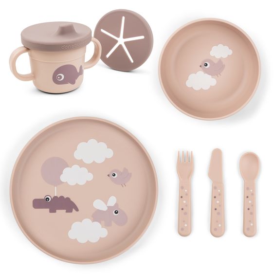 Done by Deer Set 6 pezzi per imparare a mangiare Foodie - Happy Clouds - Polvere