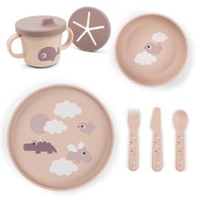 6-piece learn to eat set Foodie - Happy Clouds - Powder