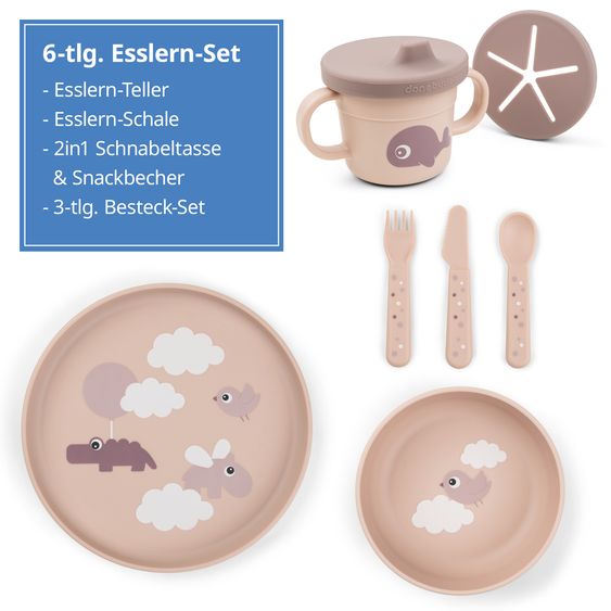 Done by Deer 6-piece learn to eat set Foodie - Happy Clouds - Powder