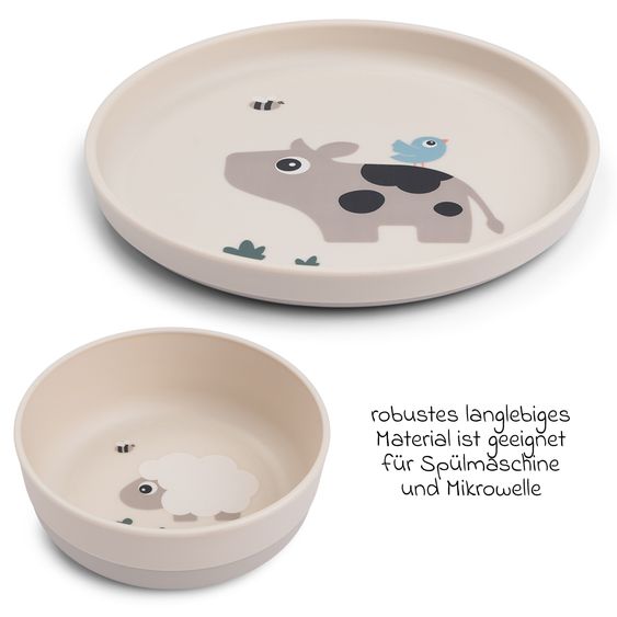 Done by Deer 7-piece learning to eat set Foodie - Tiny Farm - Sand