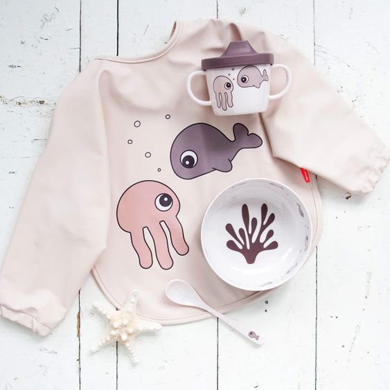 Done by Deer Ärmel-Lätzchen - wasserdicht - Sea Friends - Rosa