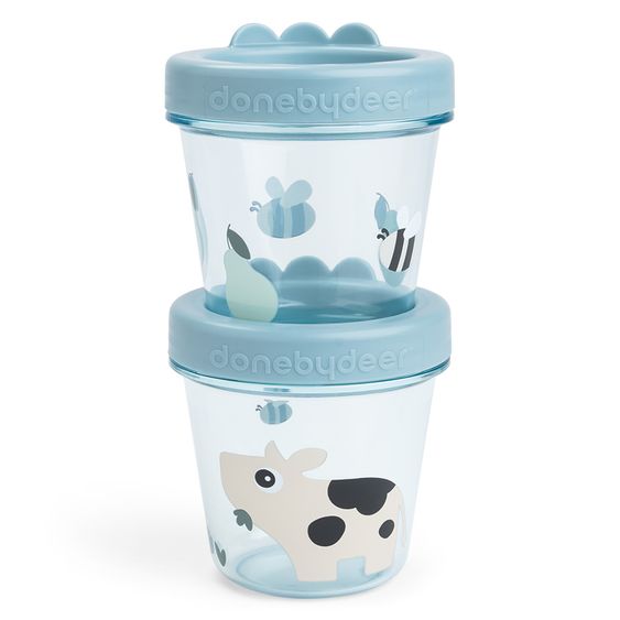 Done by Deer Storage container 2-pack - Tiny Farm - Blue