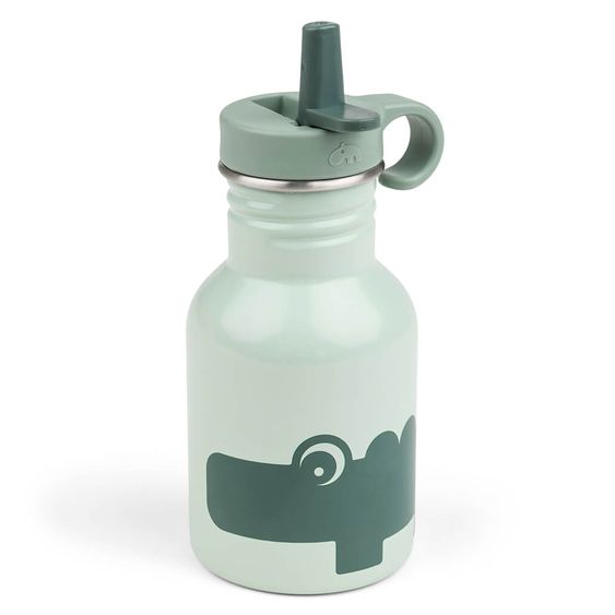 Done by Deer Stainless steel drinking bottle with straw 350 ml - Croco - Green