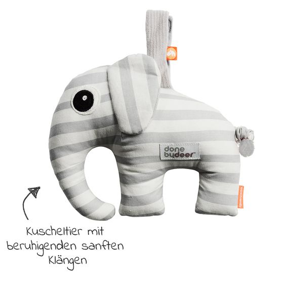 Done by Deer Einschlafhilfe & Kuscheltier mit Spieluhr - Elphee - Grau