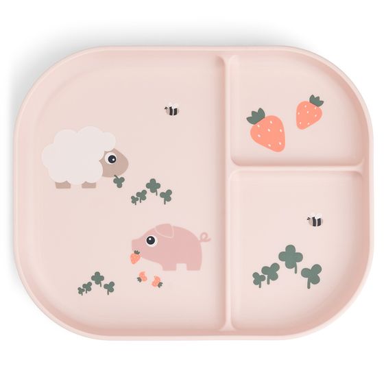 Done by Deer Learning to eat plate with divider Foodie - Tiny Farm - Powder