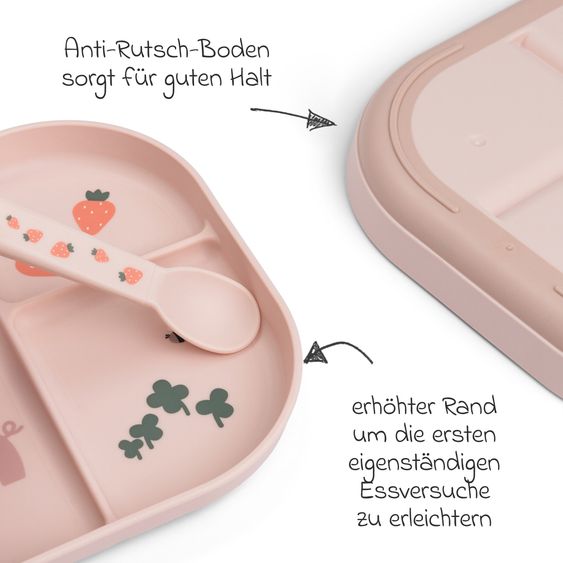 Done by Deer Learning to eat plate with divider Foodie - Tiny Farm - Powder