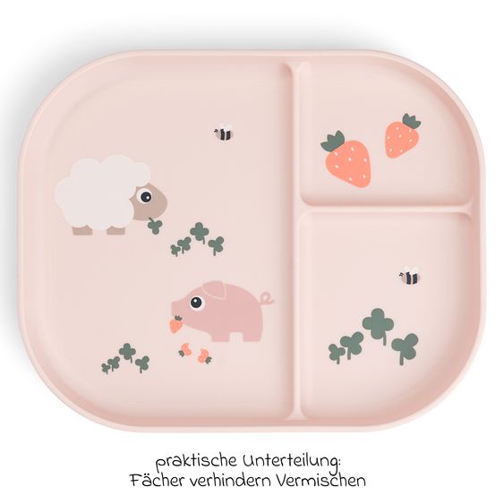 Done by Deer Esslern-Teller mit Unterteilung Foodie - Tiny Farm - Powder