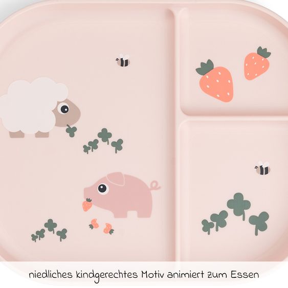 Done by Deer Esslern-Teller mit Unterteilung Foodie - Tiny Farm - Powder